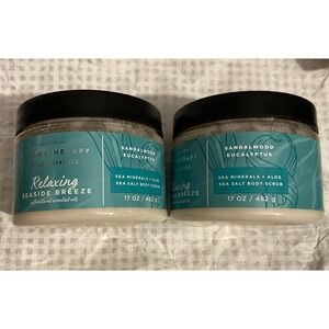 Aromatherapy Bath &‎ Body Works Relaxing Seaside Breeze Sea Salt Scrub 17 oz x2